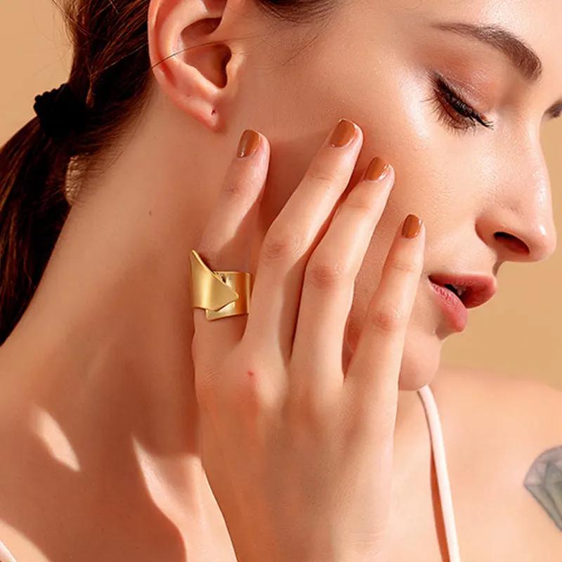 European and American fashion simple large stainless steel ring female personality copper ring cross-border Accessories Wholesale by Dropsure