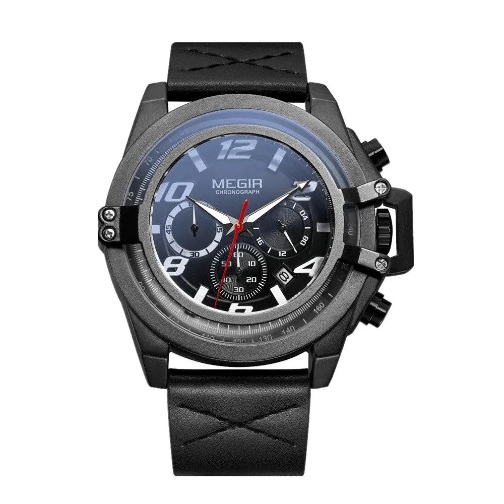 MEGIR Fashion Men Watches Leather Strap Sport Watch Chronograph Waterproof Quartz Wristwatch Clock Relogio Masculino 2052 by MEGIR WATCH GROUP