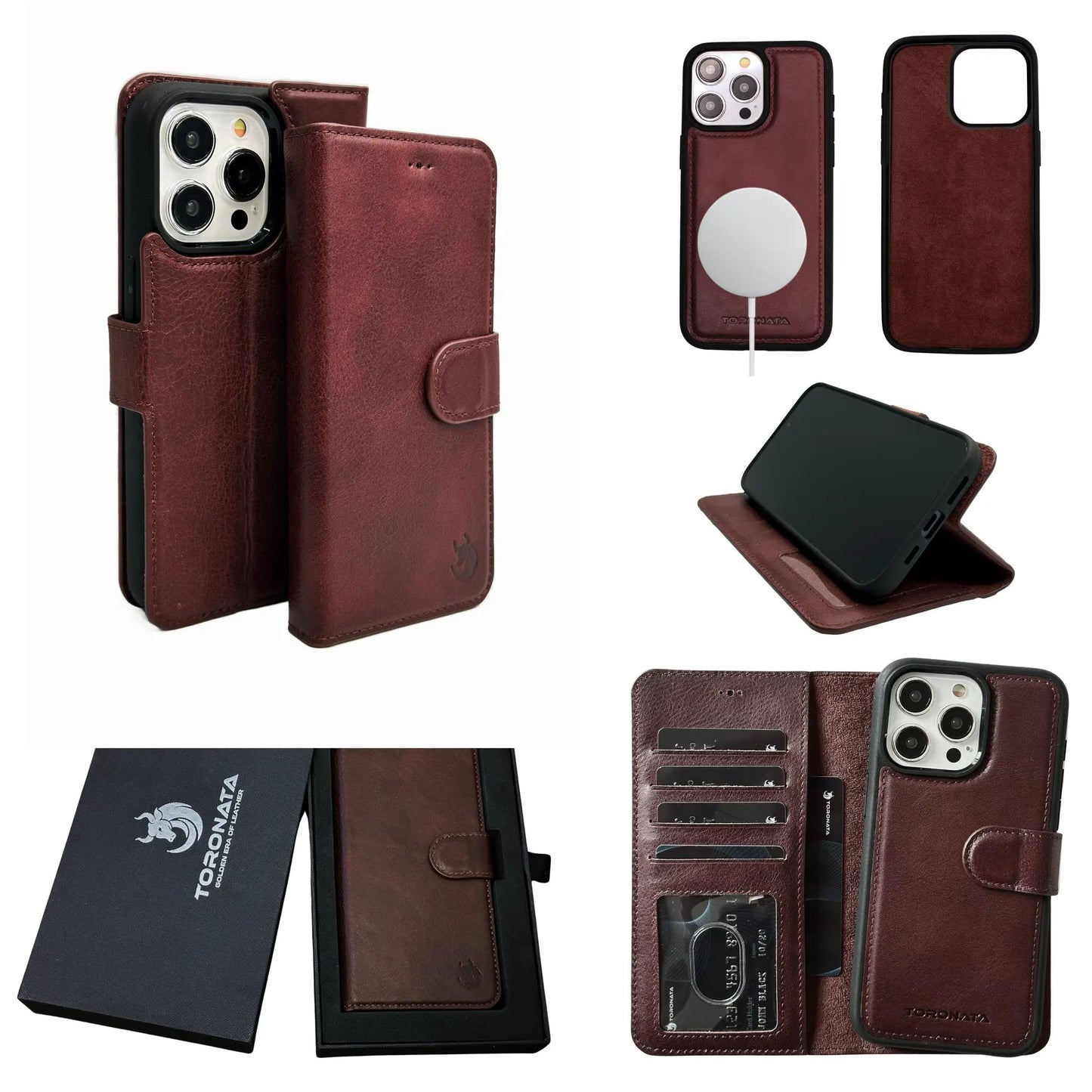 Vegas Premium Leather iPhone 15 Pro Max Wallet Case with MagSafe | Detachable RFID Blocking Luxury Wallet by TORONATA