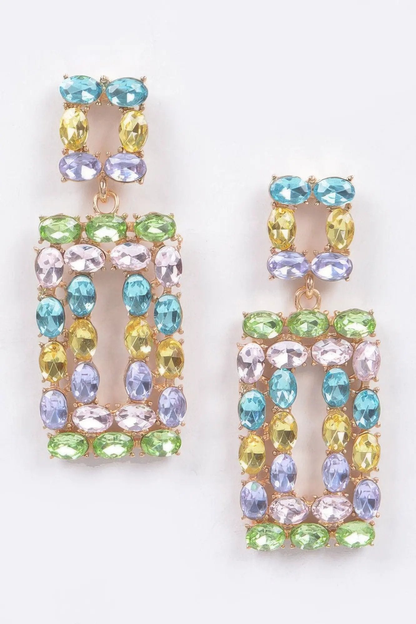 CHELSEA Crystal Color Pop Rectangle Earrings: NYFW BYMANYC ® New York by BYMANYC ® New York