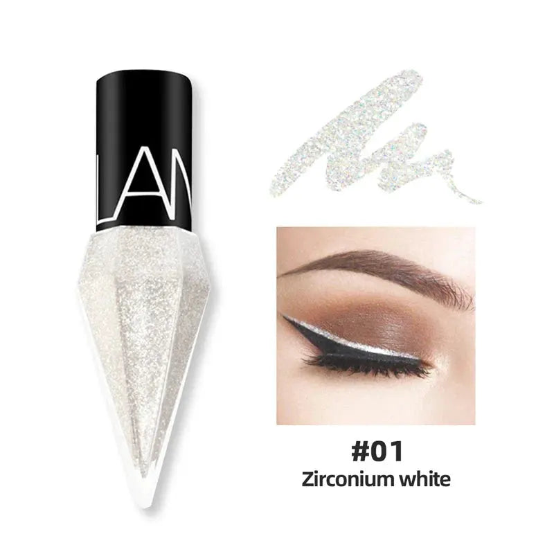 New Professional Shiny Eye Liners Cosmetics for Women Pigment Silver Rose Gold Color Liquid Glitter Eyeliner Cheap Makeup by KEMZLA Store