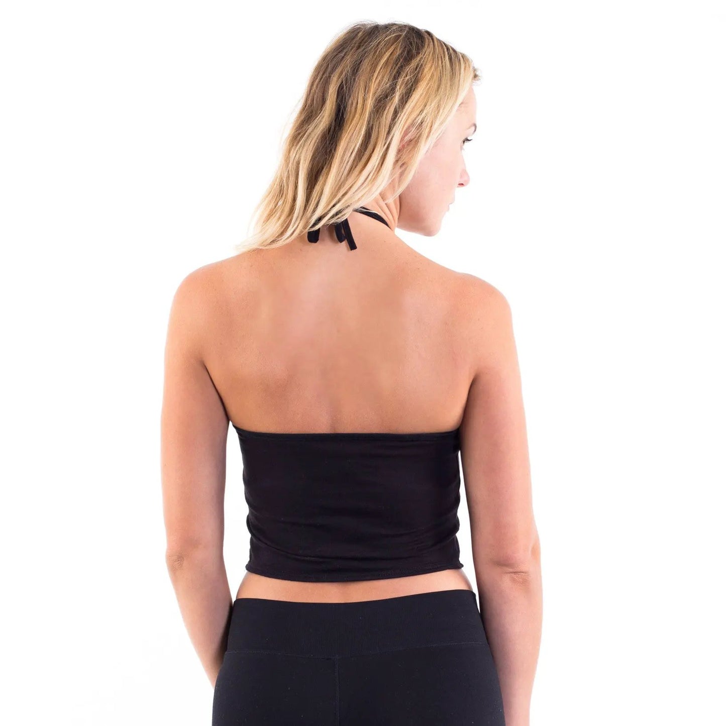 6026 - Women's Cropped Neck-Tie Halter Top by POS Wholesale