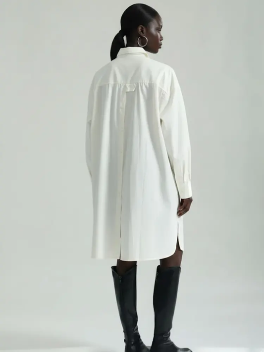 Oversized Asymmetric Shirt Dress in Crisp White • BYMANYC ® New York by BYMANYC ® New York