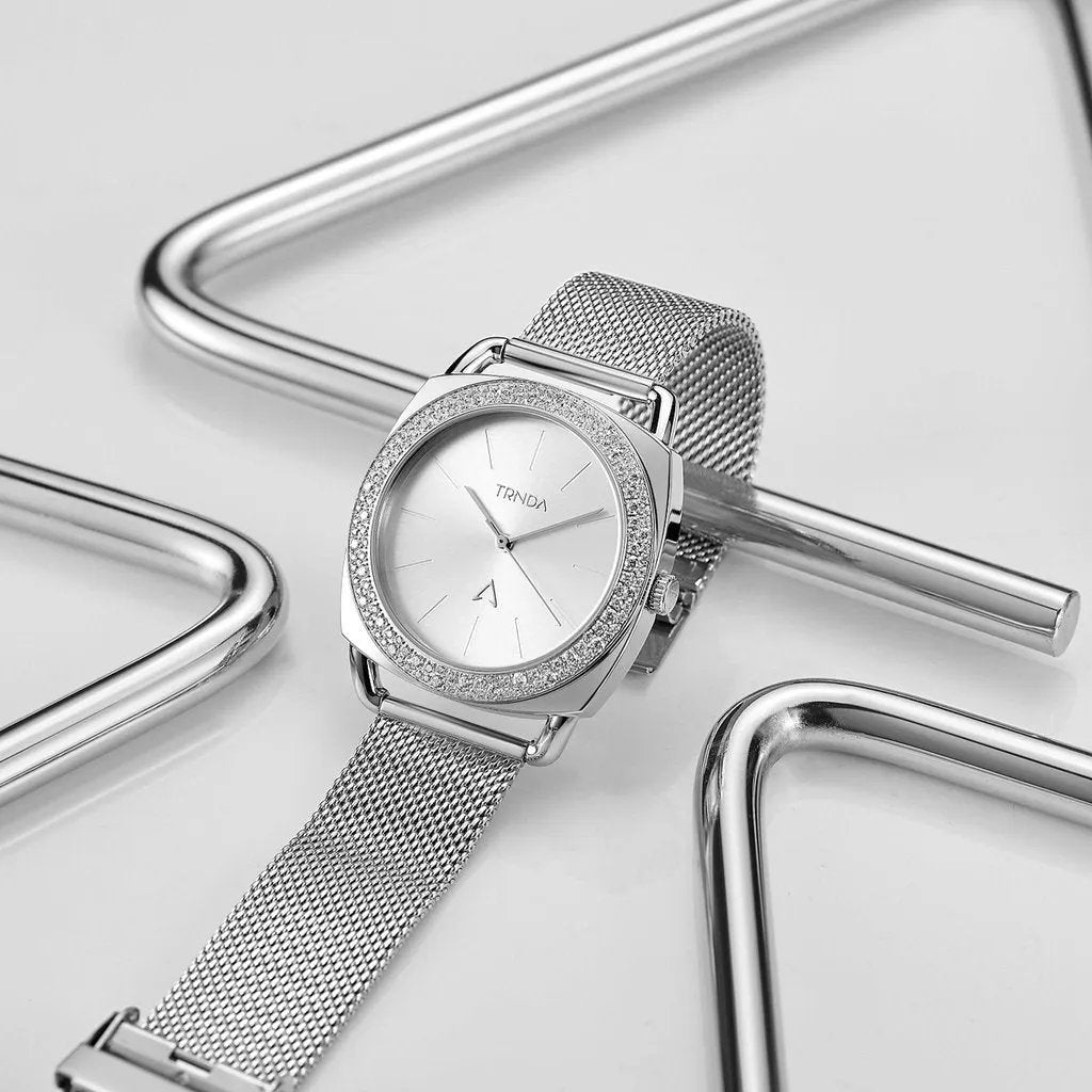 Trnda Women's Stainless Steel Watch, Silver Mesh Band | Trn-35.8s by TRNDA