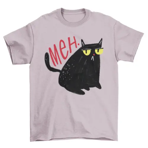 Funny unimpressed meh black cat t-shirt by Turquoise Theseus
