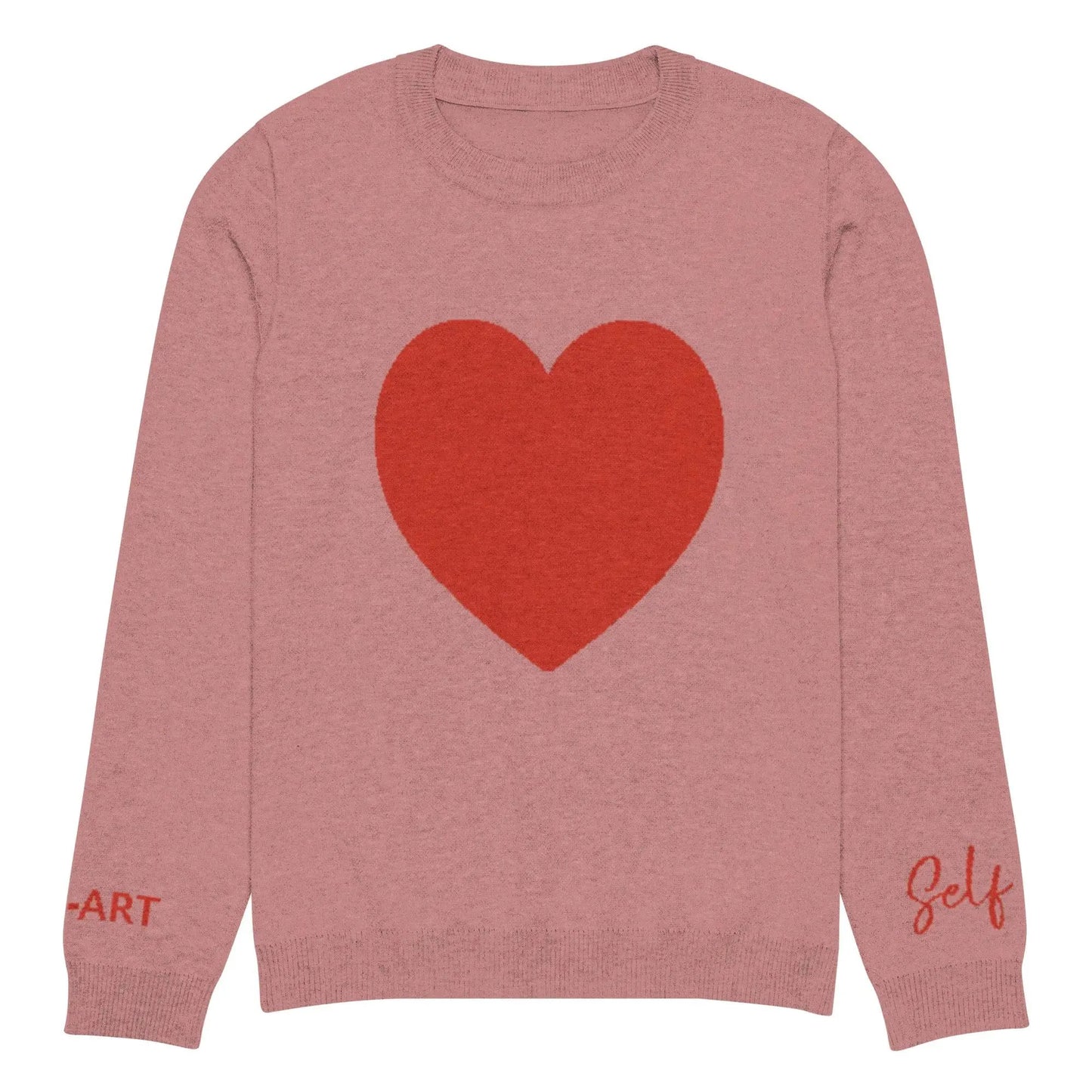 Heart Knitted crew neck sweater CORAL by Maiden-Art