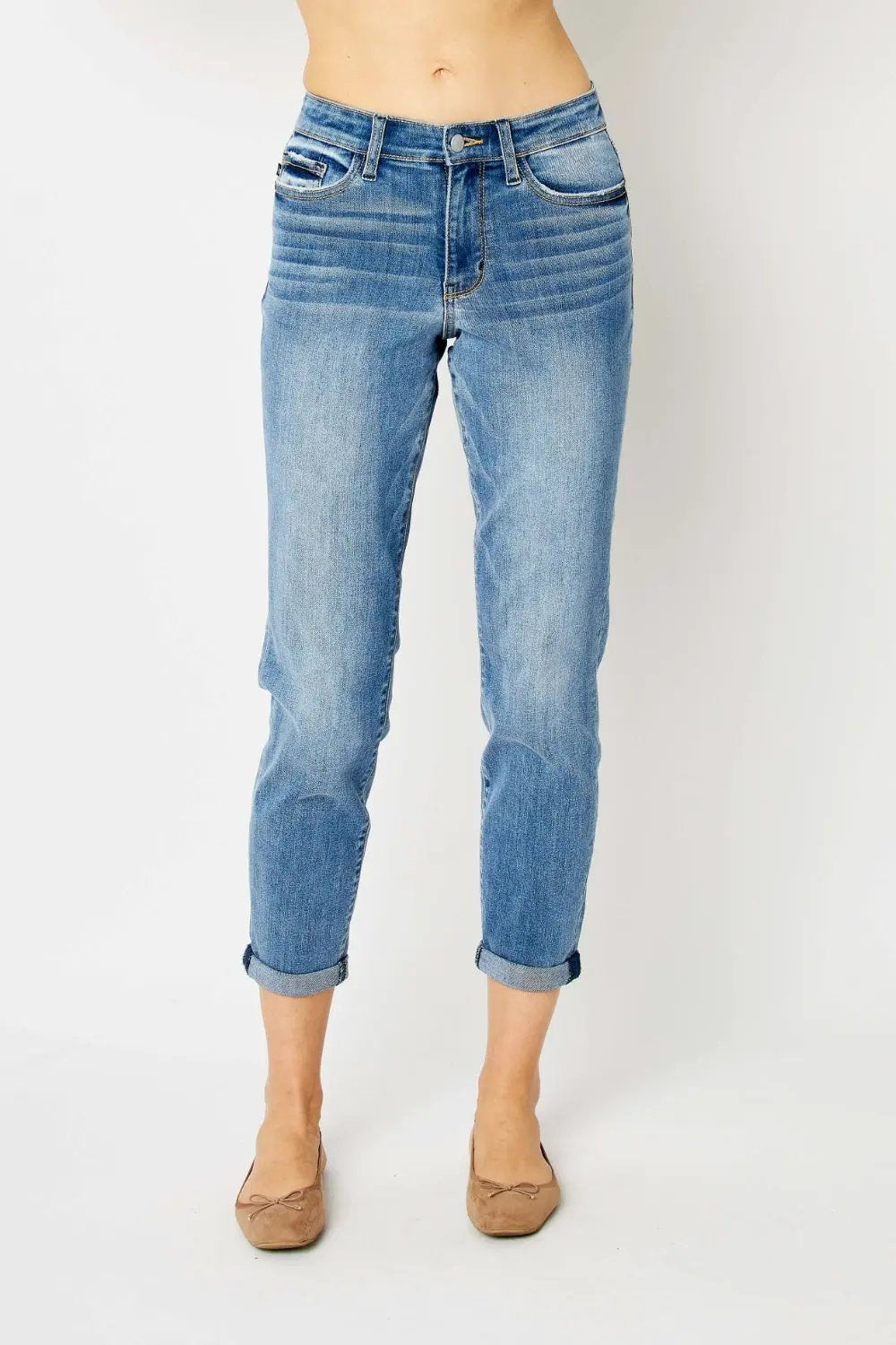 Judy Blue Full Size Cuffed Hem Slim Jeans by Judy Blue