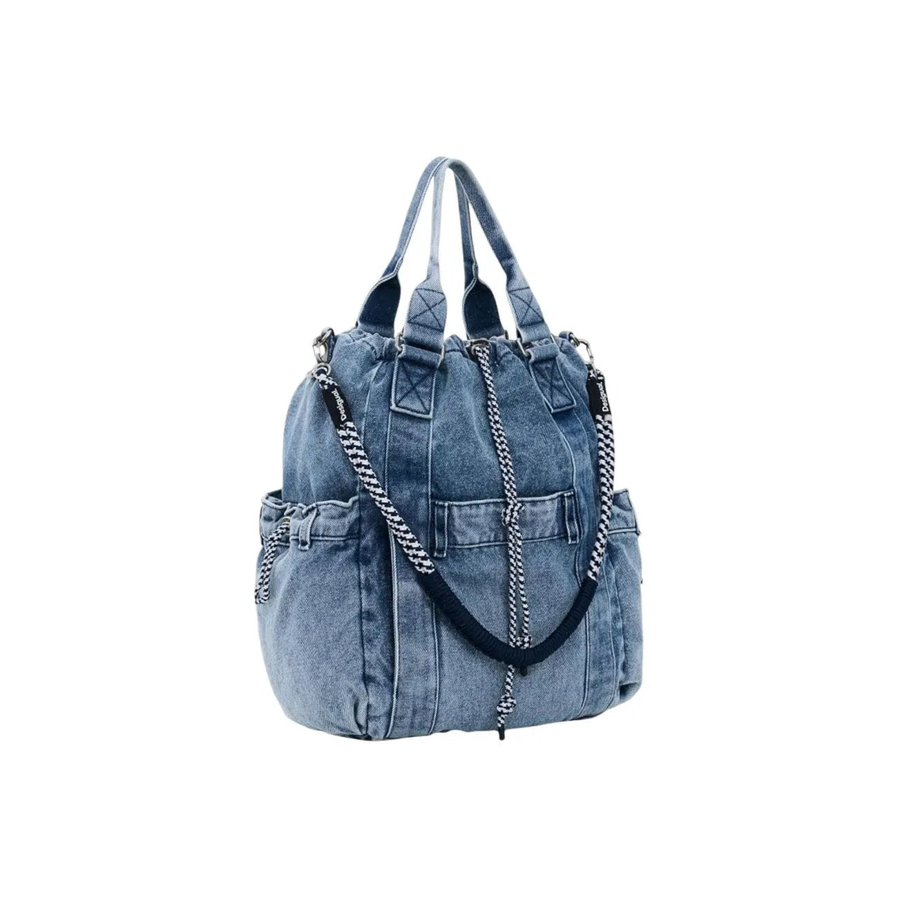 Desigual Women Blue Denim Cotton Backpack Rucksack With Shoulder Strap by Desigual