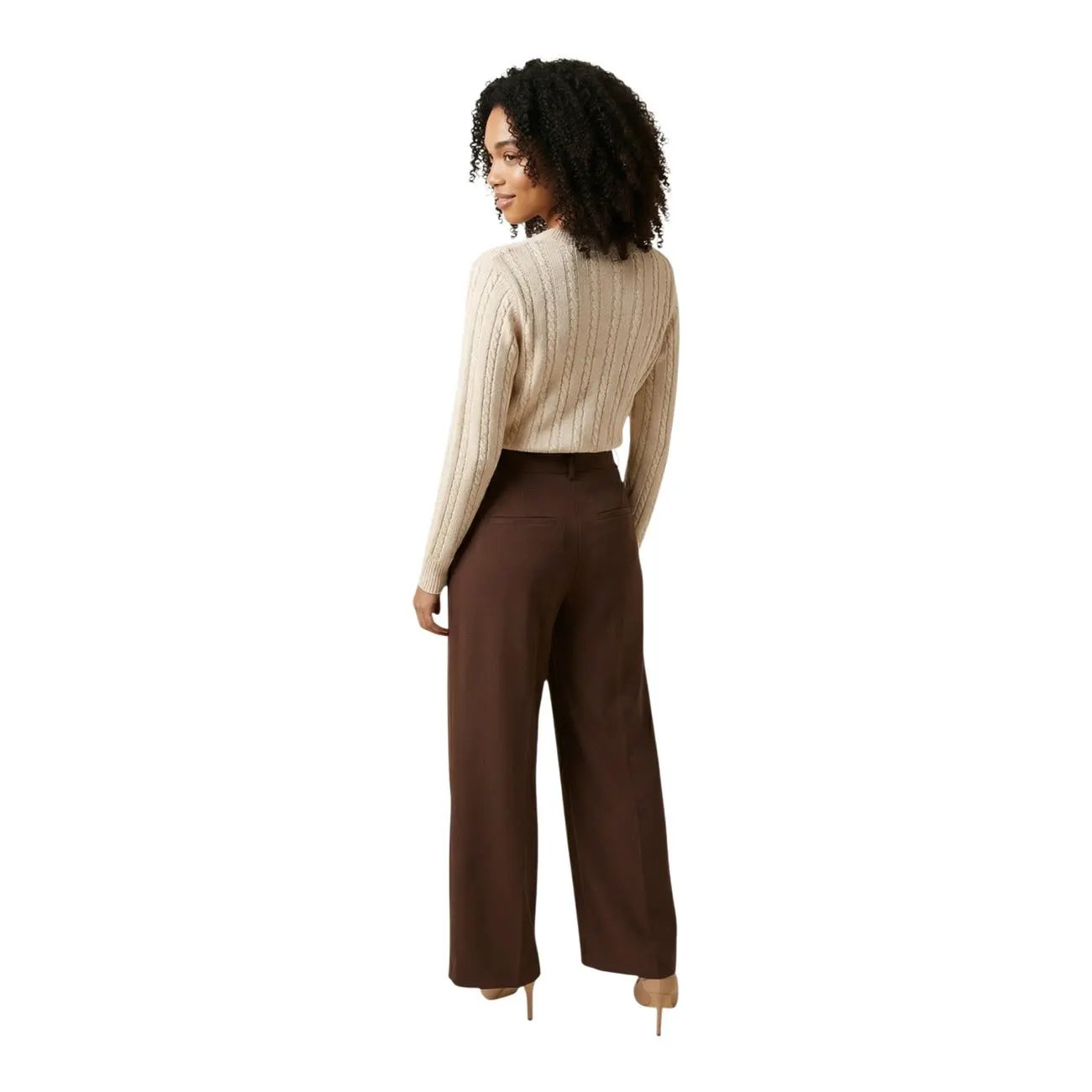 Only Women Brown Trousers Soft Stretch With Pockets Zip Closure by Only