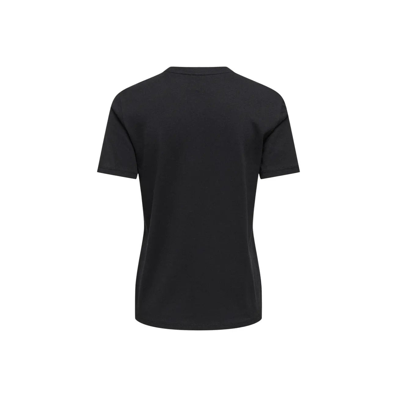 Only Women Black Bling Round Neck Short Sleeve Organic Cotton Shirt by Only