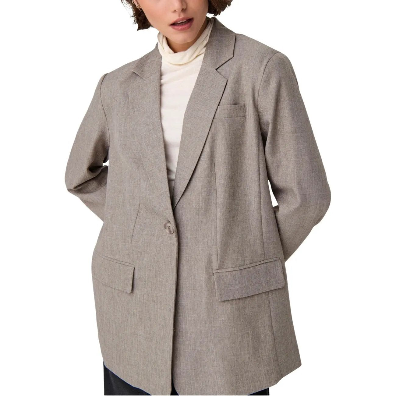 Only Women Grey Blazer Elegant Lapel Collar Professional Office Wear by Only