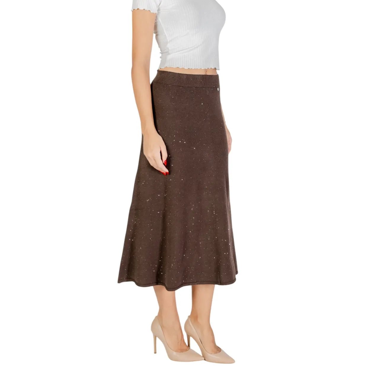 Liu Jo Women Brown Polka Dot Midi Skirt Elegant Comfortable Italian Style by Liu Jo