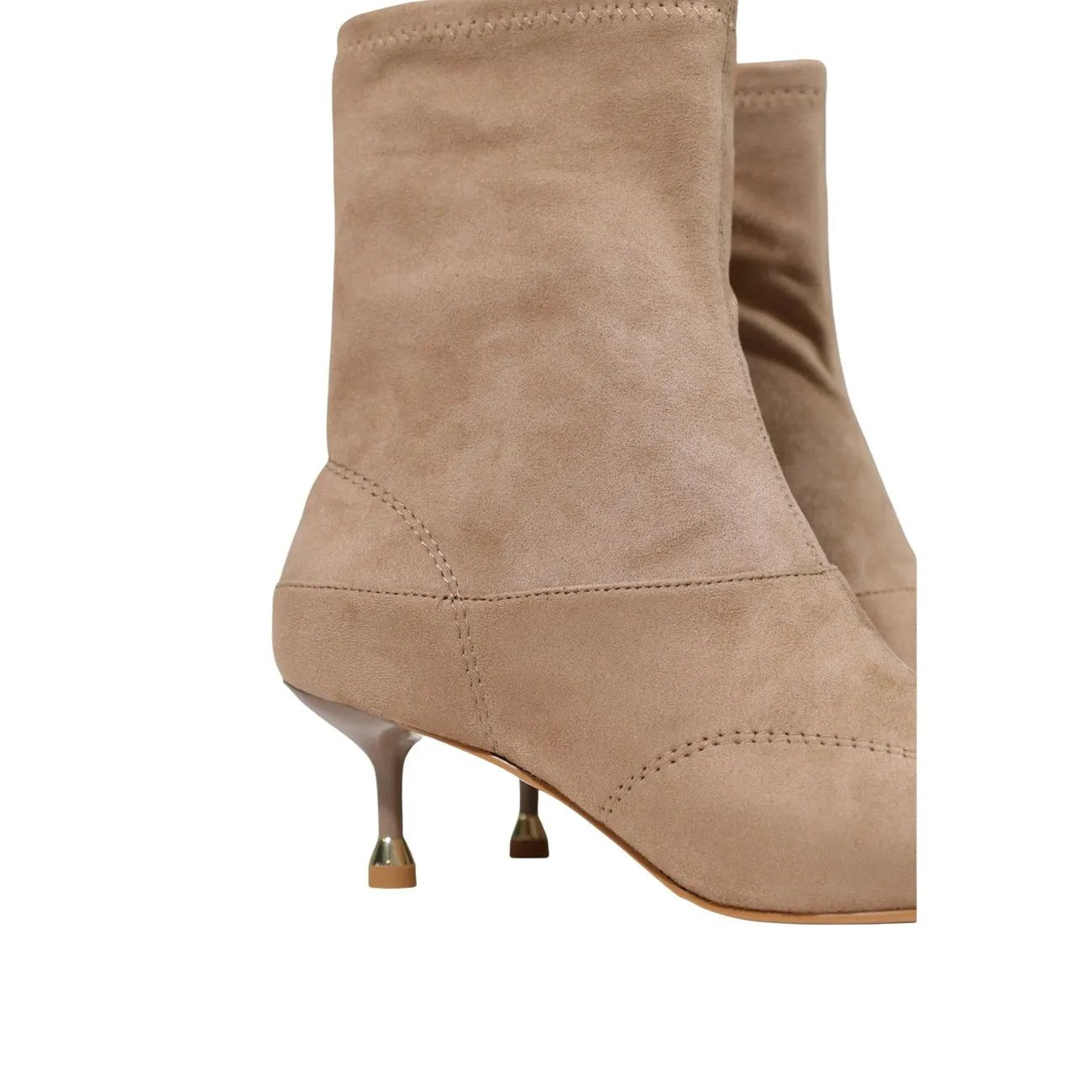Elegant Liu Jo Women Beige Pointed Toe Ankle Boots With Gold Metallic Cap by Liu Jo