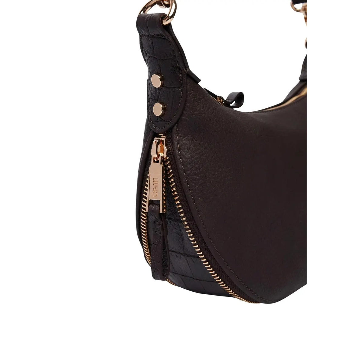 Luxury Liu Jo Women Brown Faux Leather Crescent Shoulder Bag With Zipper by Liu Jo