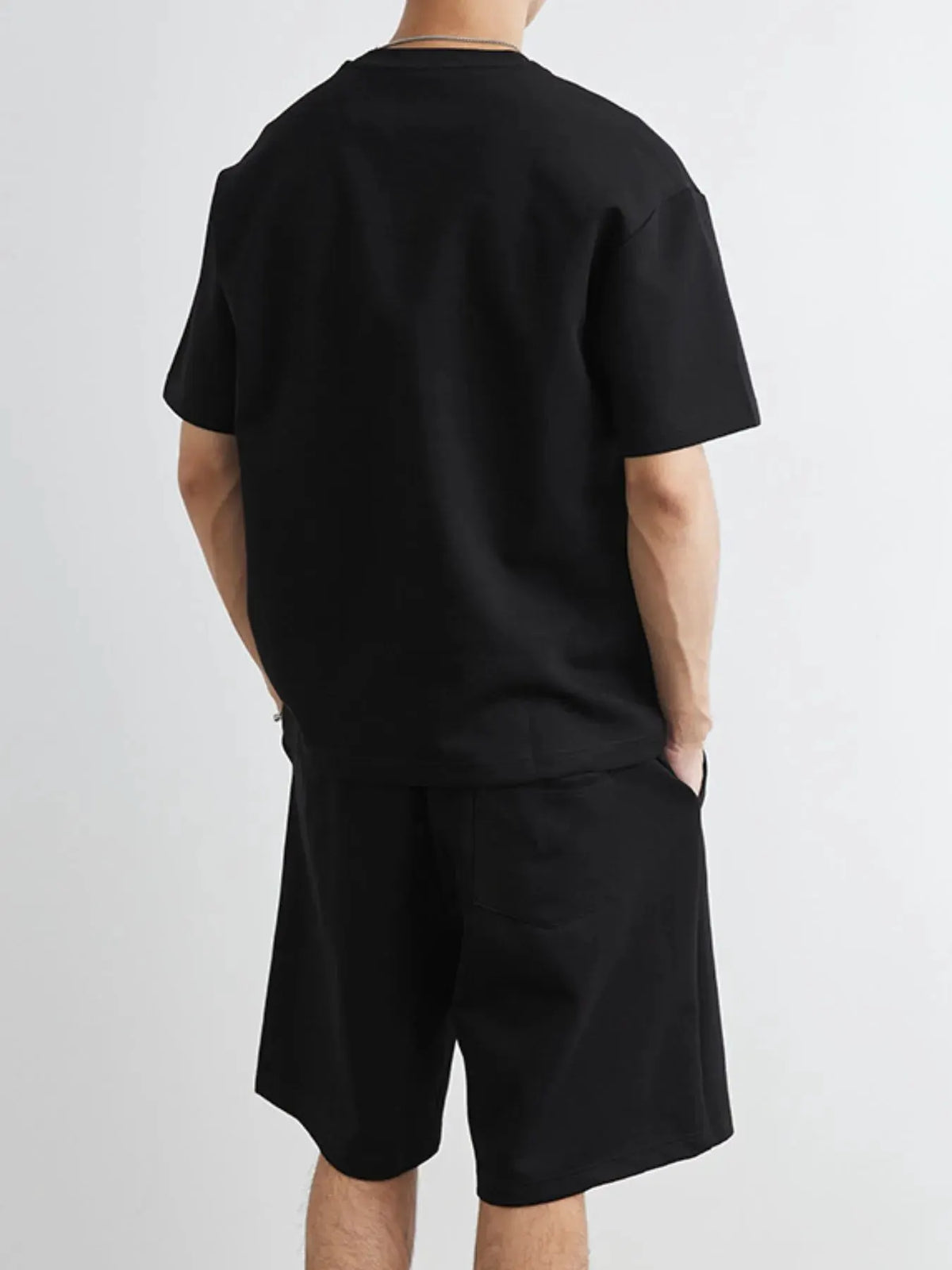 Men's Plus Size Round Neck Short Sleeve Top and Shorts Set by Trendsi