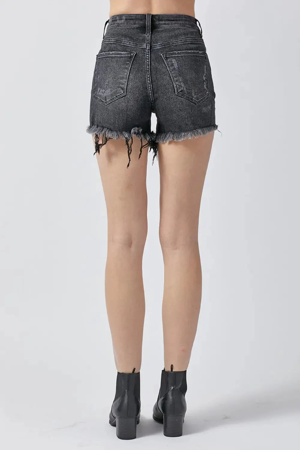 RISEN Raw Hem Denim Shorts with Pockets by RISEN