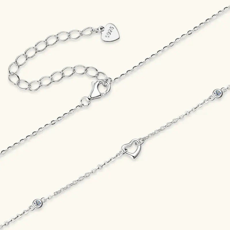 Moissanite 925 Sterling Silver Heart Necklace by Partner Label