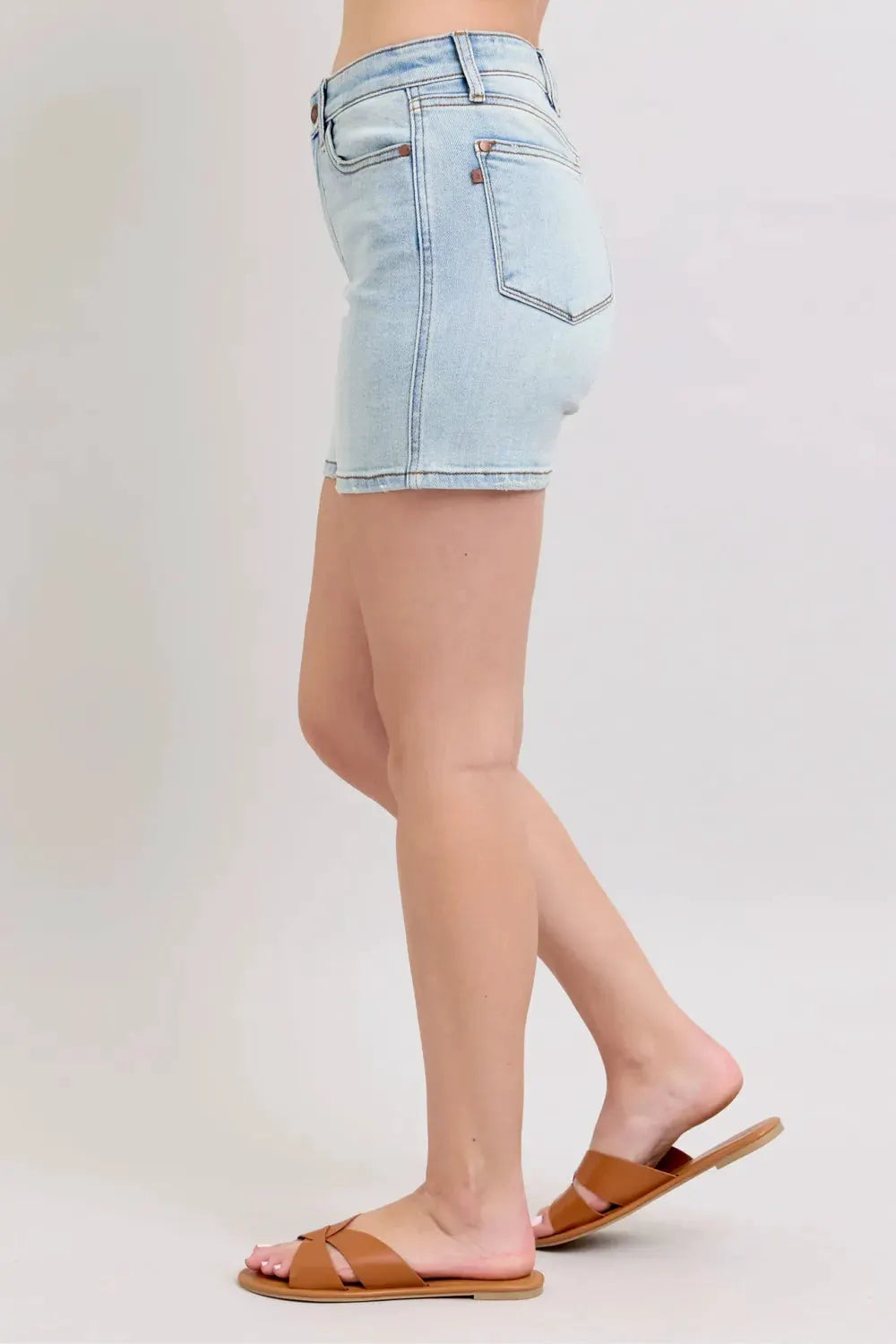 Judy Blue Full Size 2 Button Denim Shorts with Pockets Plus Size by Judy Blue