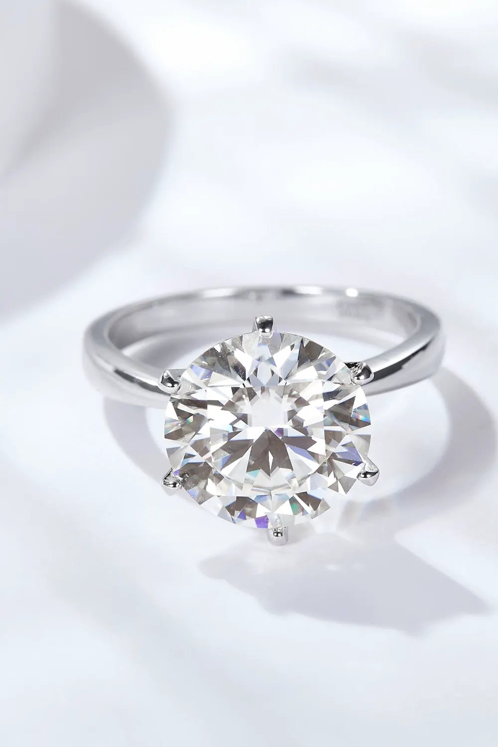 Platinum-Plated 5 Carat Moissanite Solitaire Ring by Partner Label