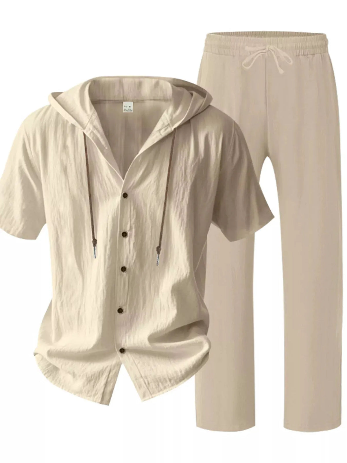 Men's Full Size Button Up Hooded Top and Pants Set Plus Size by Trendsi