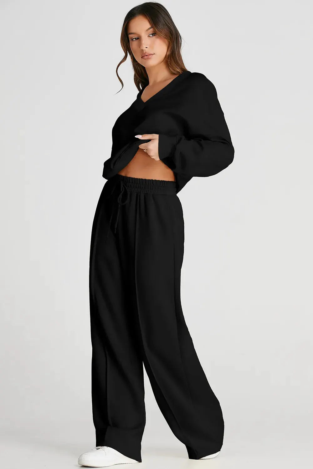 V-Neck Long Sleeve Top and Pants Active Set by Partner Label