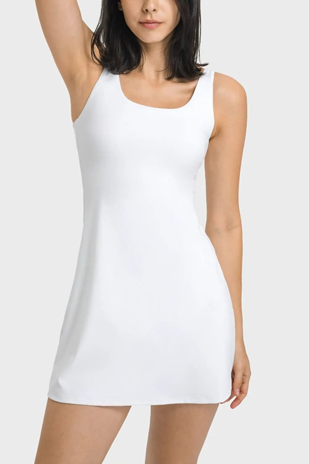 Millennia Square Neck Sports Tank Dress with Full Coverage Bottoms by Millennia