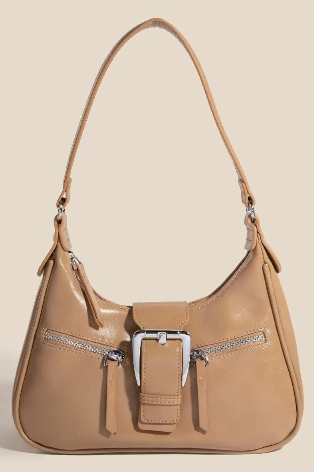 Fame Large Buckle Triple Zipper Hand Bag by Fame