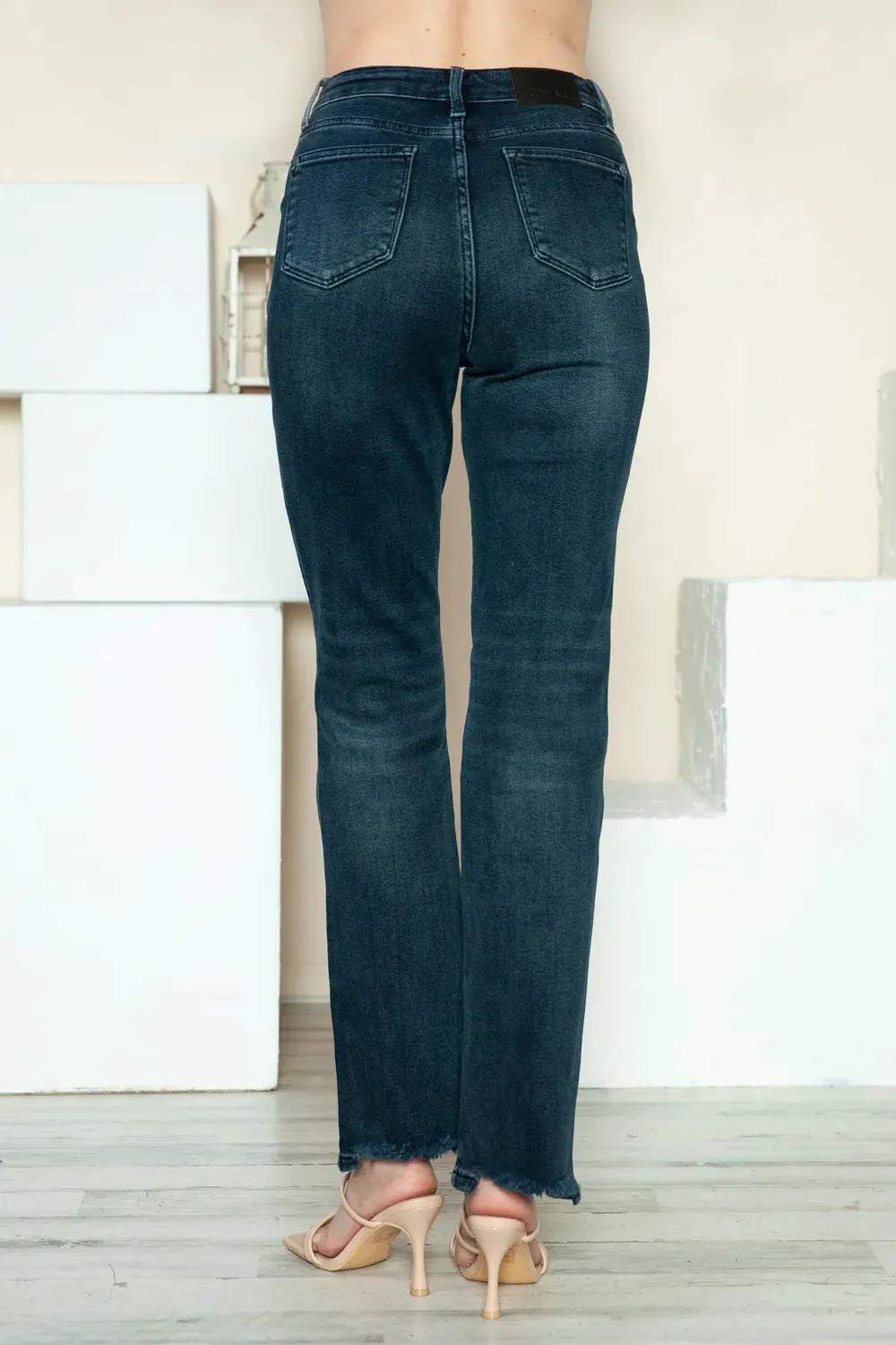 Judy Blue Full Size Button Fly Hem Destroy Straight Jeans by Judy Blue