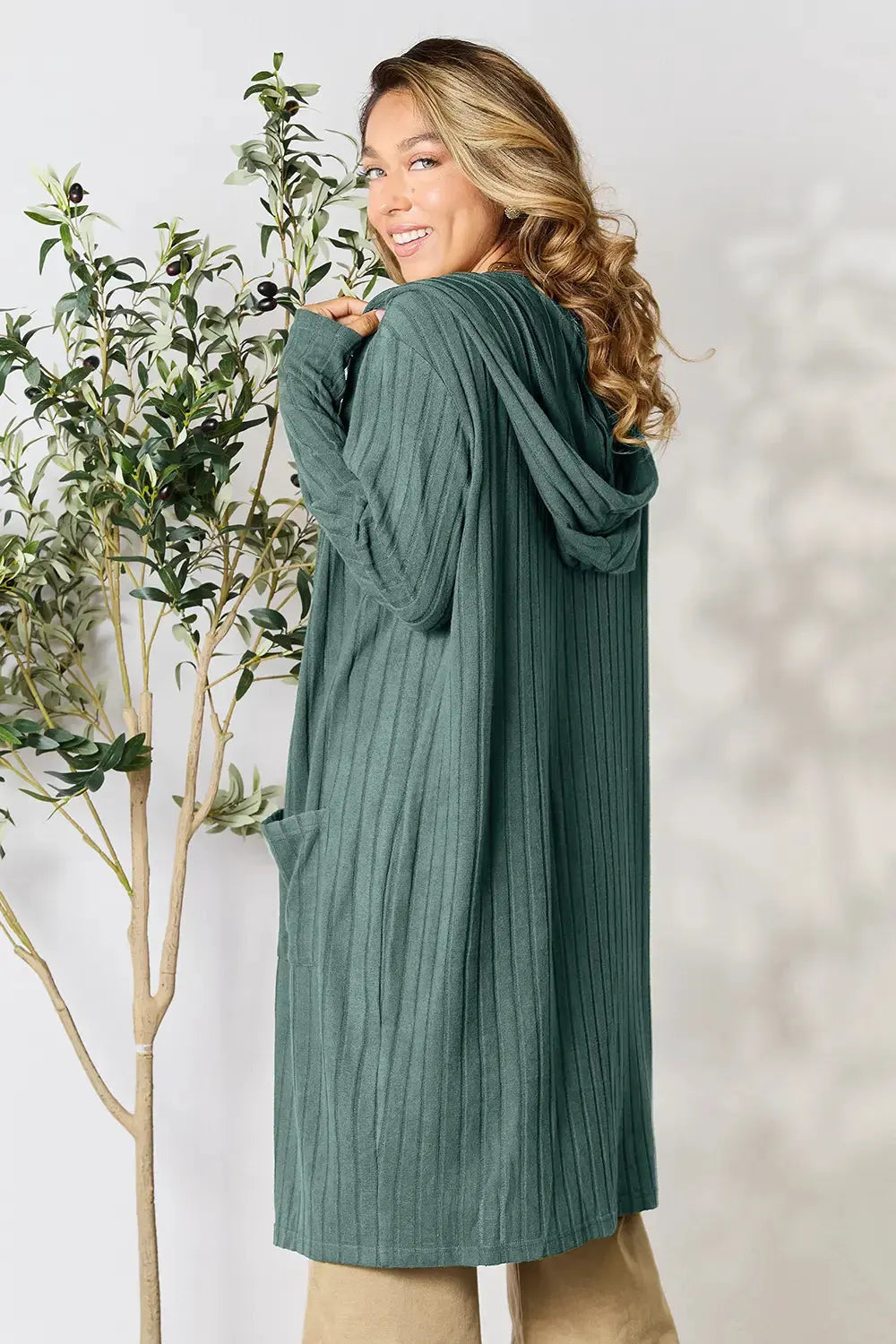 Basic Bae Full Size Hooded Sweater Cardigan by Basic Bae