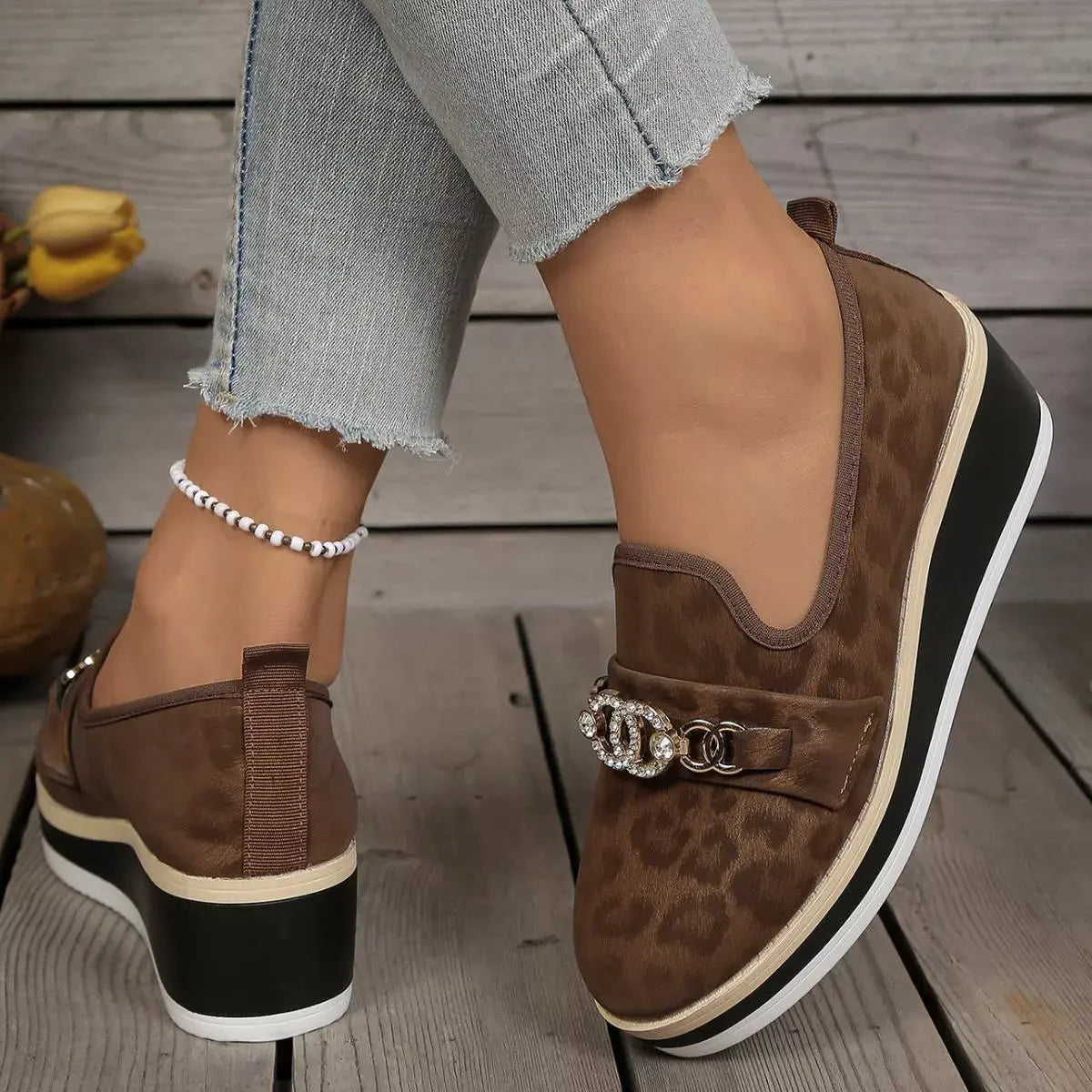 Leopard Print Platform Loafers by Partner Label