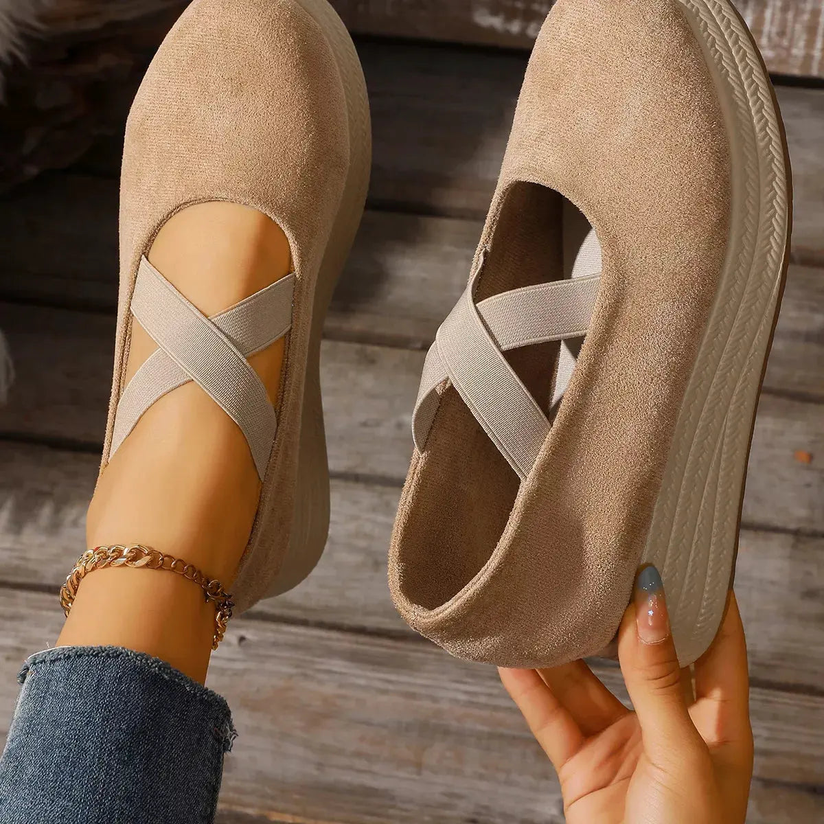 Crisscross Wedge Slip-Ons by Partner Label