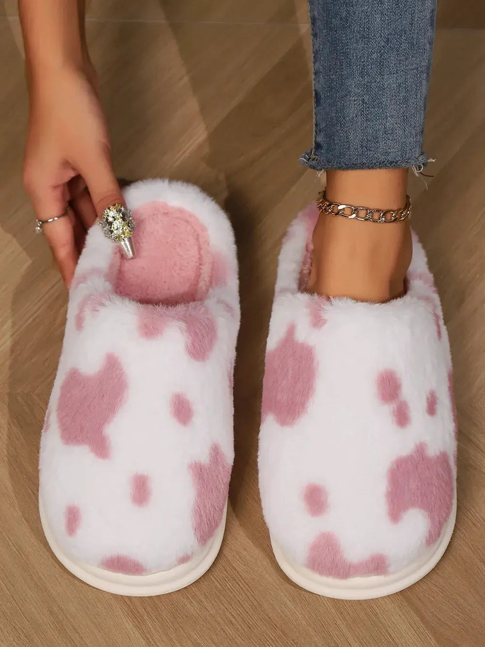 Animal Print Faux Fur Slippers by Partner Label