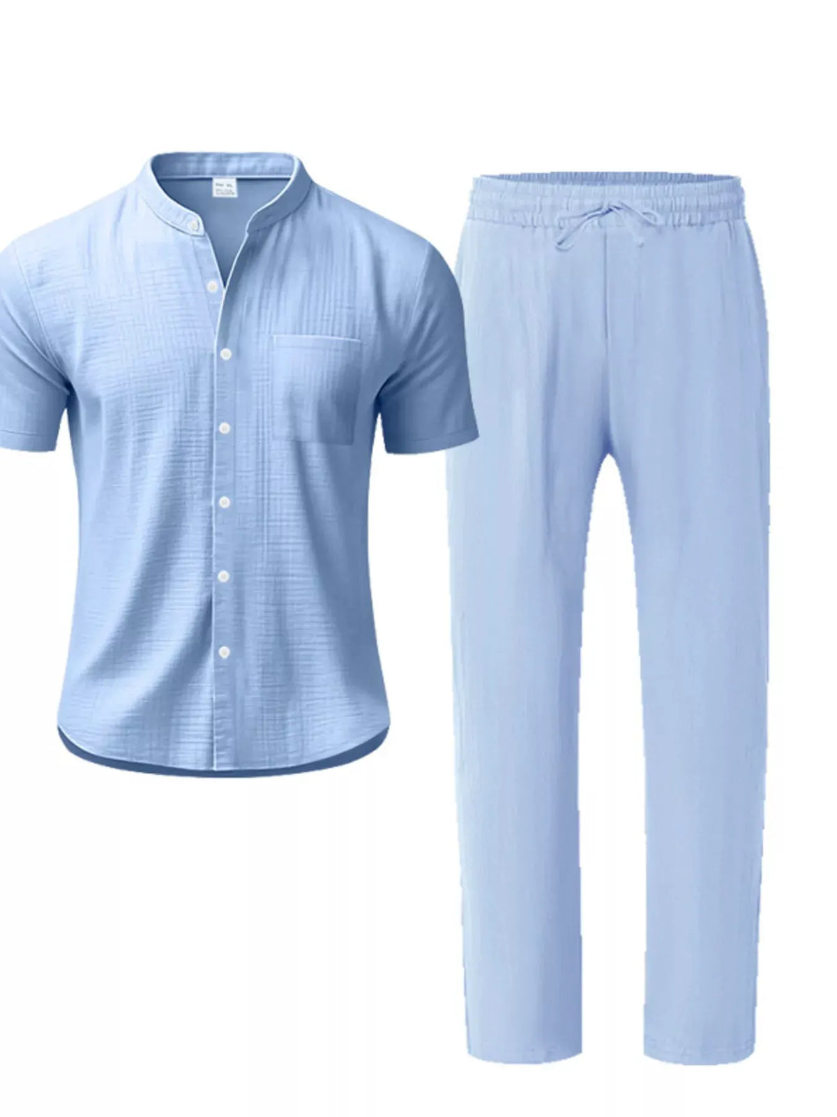 Men's Full Size Casual Button Up Short Sleeve Shirt and Pants Set Plus Size by Trendsi