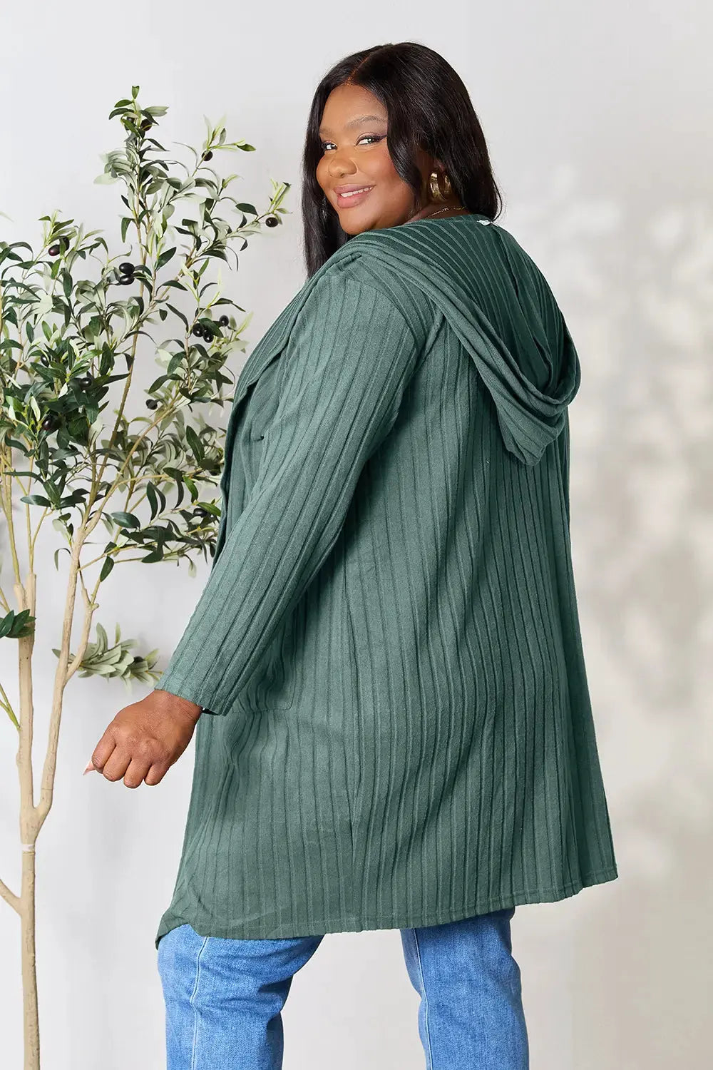 Basic Bae Full Size Hooded Sweater Cardigan by Basic Bae