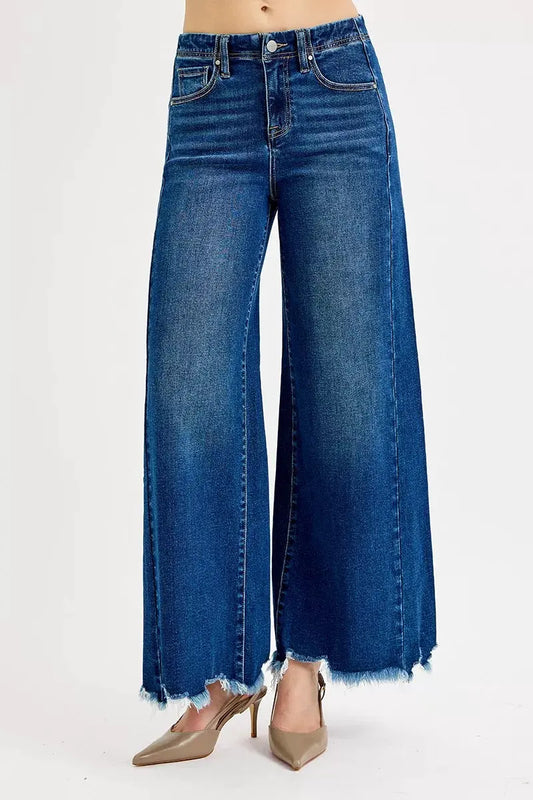 RISEN Full Size High Rise Ankle Wide Jeans Plus Size by RISEN