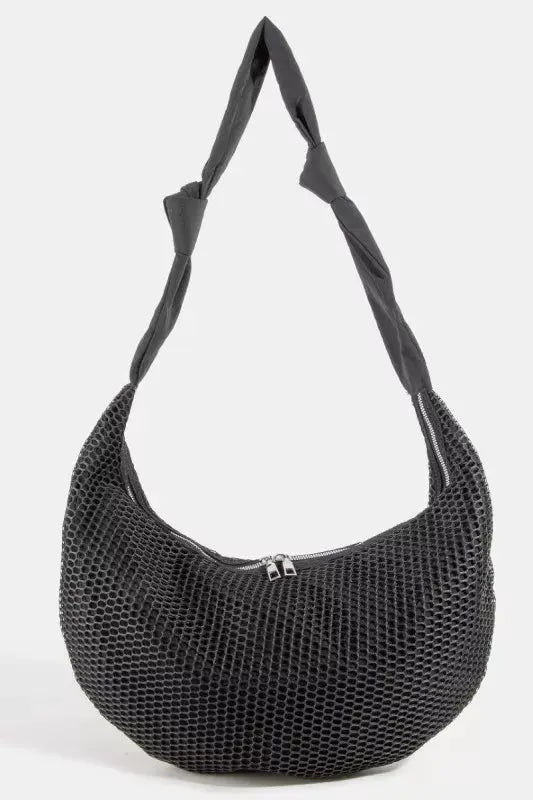 Fame Textured Mesh Knot Shoulder Bag by Fame