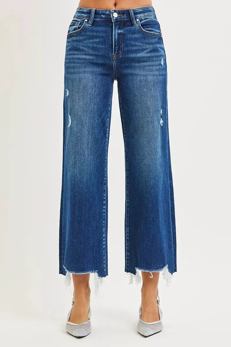RISEN High Rise Crop Wide Leg Jeans by RISEN