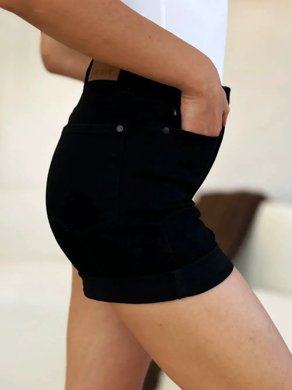 Judy Blue Full Size High Waist Tummy Control Cuffed Denim Shorts by Judy Blue