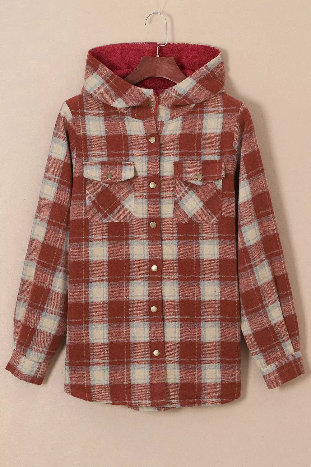 Fleece Lined Plaid Hooded Jacket by Partner Label