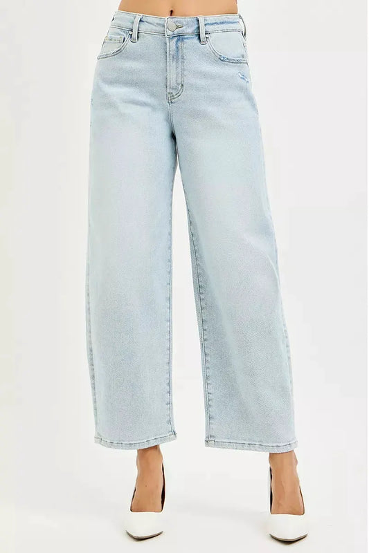 RISEN High Rise Crop Barrel Jeans by RISEN
