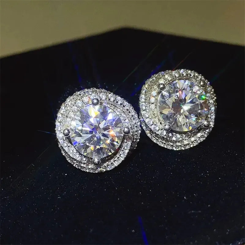 6 Carat Moissanite 925 Sterling Silver Earrings by Partner Label