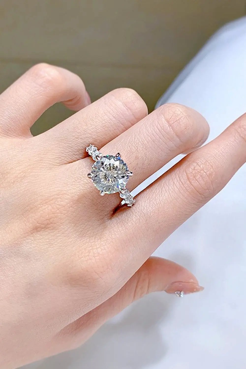 5 Carat Moissanite Side Stone Ring by Partner Label