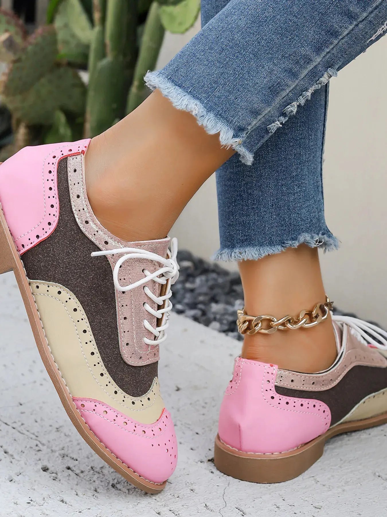 Round Toe Flats Color Block Loafers by Partner Label