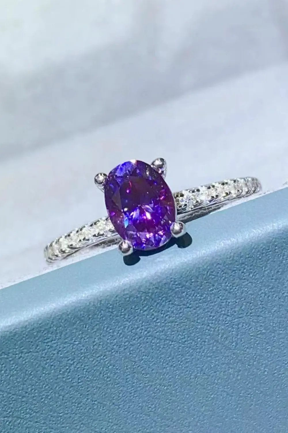 1 Carat Purple Moissanite 4-Prong Ring by Partner Label
