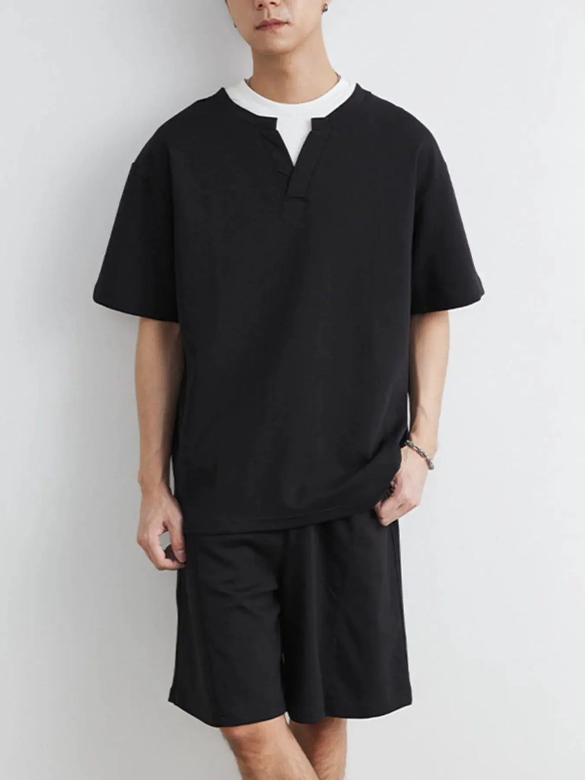 Men's Plus Size Half Sleeve Top and Shorts Set by Partner Label