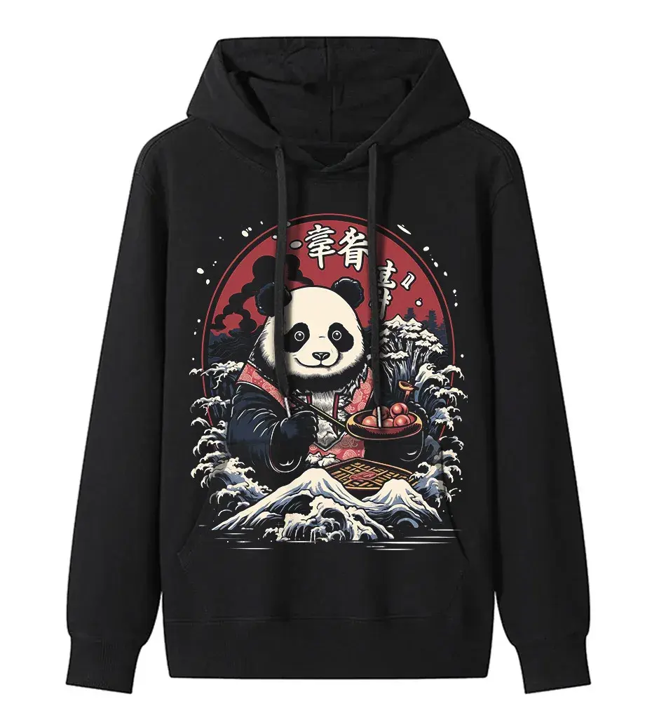Japanese Style Panda Hip-Hop Retro Distressed T-Shirt by Vimost Shop