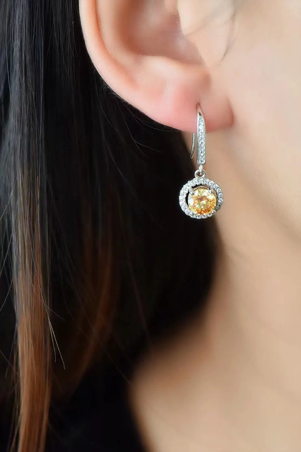 Platinum-Plated 2 Carat Moissanite Drop Earrings by Partner Label