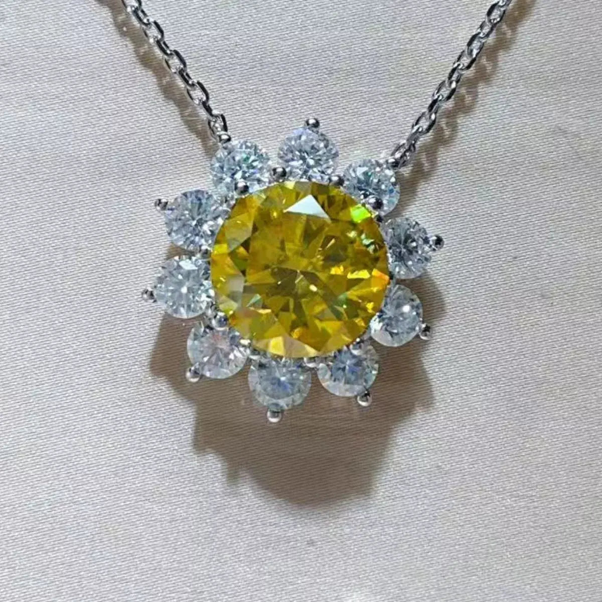 5 Carat Moissanite 925 Sterling Silver Pendant Necklace by Partner Labels
