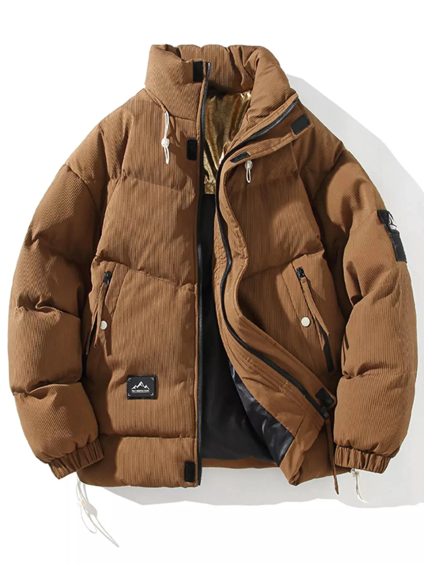 Men's Plus Size Zip Up Long Sleeve Puffer Jacket by Partner Label