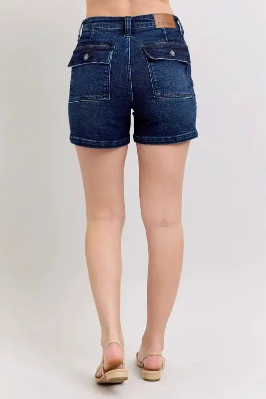 Judy Blue Full Size High Waist Back Flap Pocket Denim Shorts Plus Size by Judy Blue
